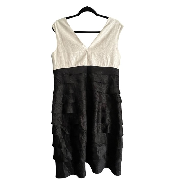 Vintage Willow Glen Sleeveless Black and Ivory Cocktail Dress Size 14Petite - Picture 7 of 9